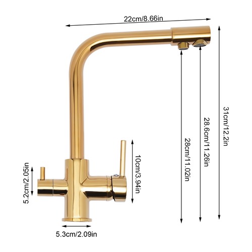 Grifo de agua potable de 3 vías blanco/oro grifo de cocina filtro de agua grifo - Imagen 27 de 35