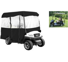 Black Rain Cover Enclosure for Standard Golf Cart w/ Long Roof EZGO Club Yamaha