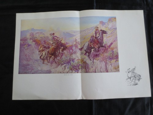 21 COLOR COWBOY REPRODUCTIONS from 1957 CHARLES M. RUSSELL BOOK by H. McCracken - Picture 7 of 16