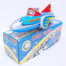 China MF-742 China SPACE PATROL "ROBOT PILOT" SHIP Friction Tin Toy NMIB`70 RARE