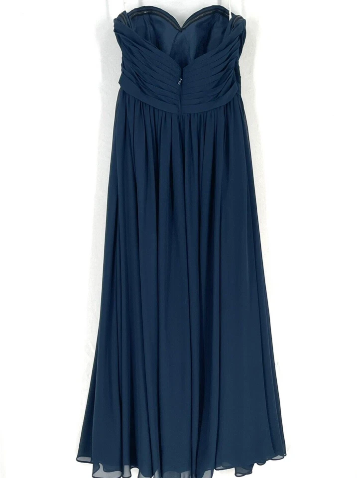 AZAZIE Bridesmaid Dress Gown Size A12 Blue Sweetheart Neckline Chiffon Long - Image 3 of 4