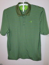 Under Armour Heat Gear Mens XXL 2XL Loose Fit Golf Green Striped Polo Shirt XXL9