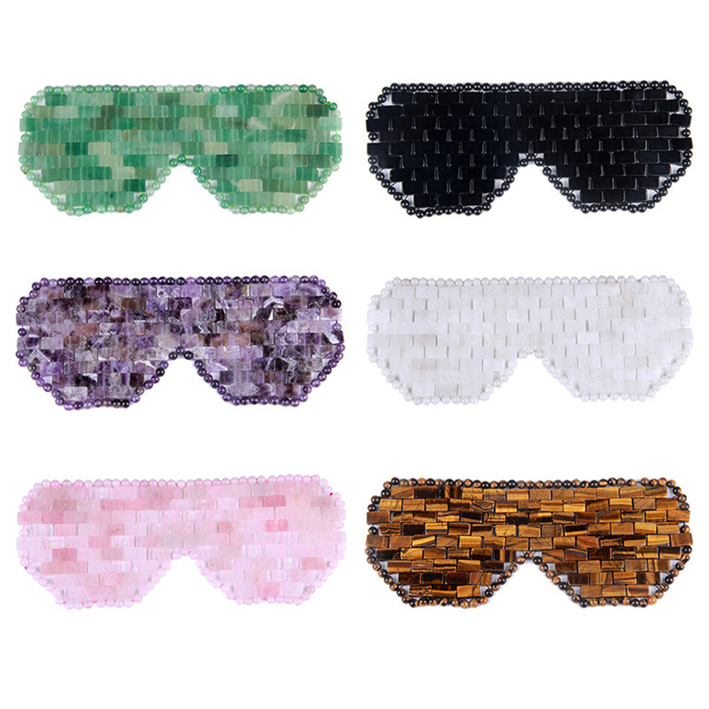 Natural Handmade Jade Rose Quartz Healing Stone Eye Mask for Skin Care-image