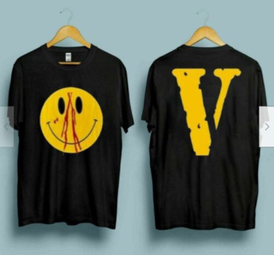 Vlone Smiley Face Black T-Shirt, Vlone Short Sleeve T-Shirt.