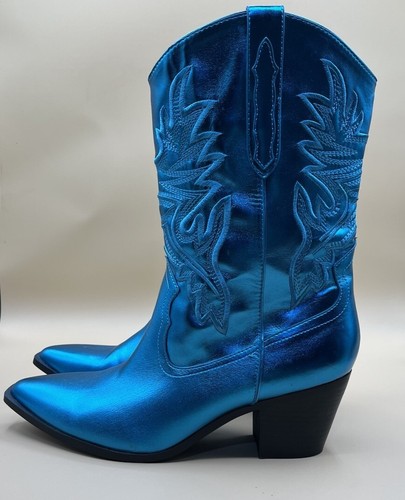Space girl cowboy boots- Metallic Turquoise- sz 11 Southern Fried Chics - Picture 5 of 12