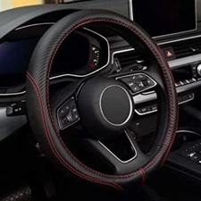 Faux Black Leather Car Steering Wheel Cover Breathable Anti-slip Car Accessories