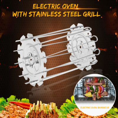BBQ Kebab Rotary Cage Rotisserie Skewer Stainless Steel Grill Roaster Oven Tool