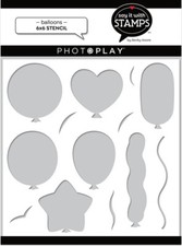 Crafts PhotoPlay 6X6 Stencil Balloons Strings All Sizes Shapes Heart Star Round