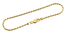 Vermeil Sterling Silver Rope Anklet 9 Inch Long