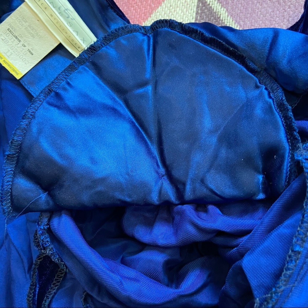 Vintage 70’s Gunne Sax Size 11 Blue Velvet Victorian Long Sleeve Lace Dress