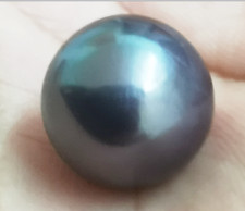 Huge 17mm South Sea Genuine Black Purpleish Round Loose Pearl Undrilled Jewelry