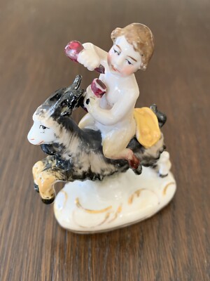 Porzellan Figur Fasold & Stauch Dyonisos Reitet auf Geiss