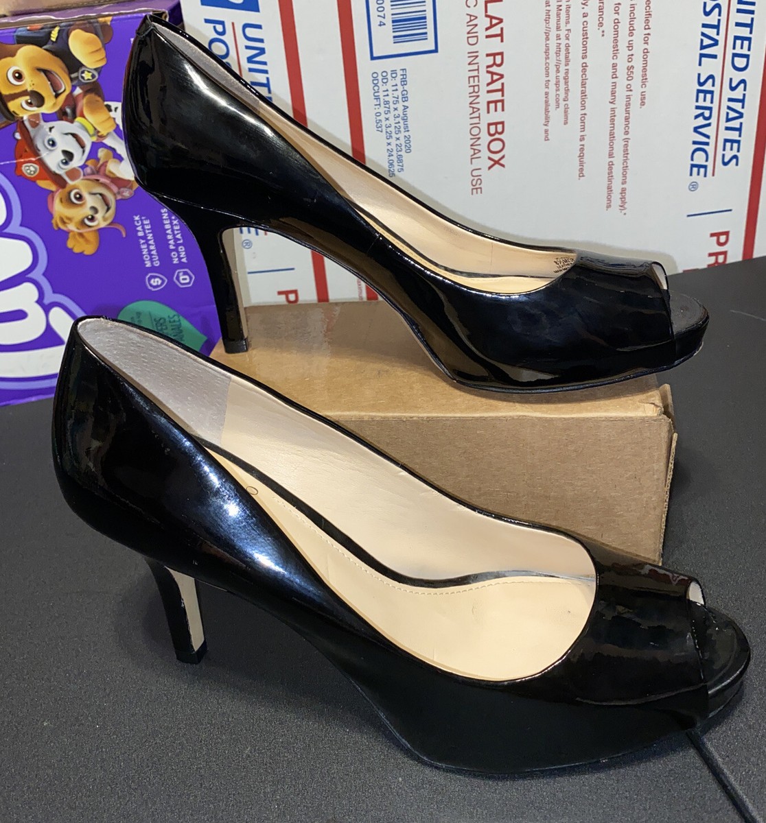 その他 ma VINCE CAMUTO Women's Black Leather Open Toe Dress Pumps Size 8.5M