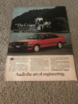 Vintage 1982 AUDI GT COUPE Car Print Ad 1980s ''COUPE DU JOUR''
