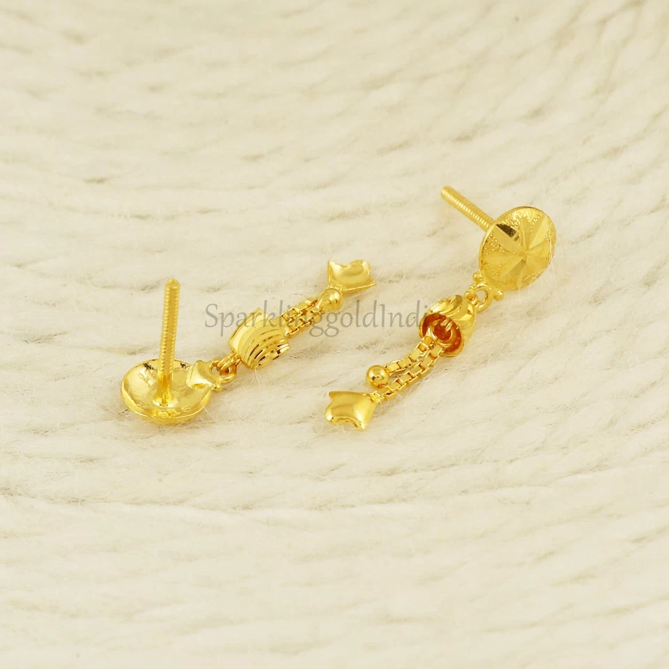 Pendiente colgante de oro amarillo 22k 916 con sello, hecho a mano 22kt OS3784 Foto 3 de 4