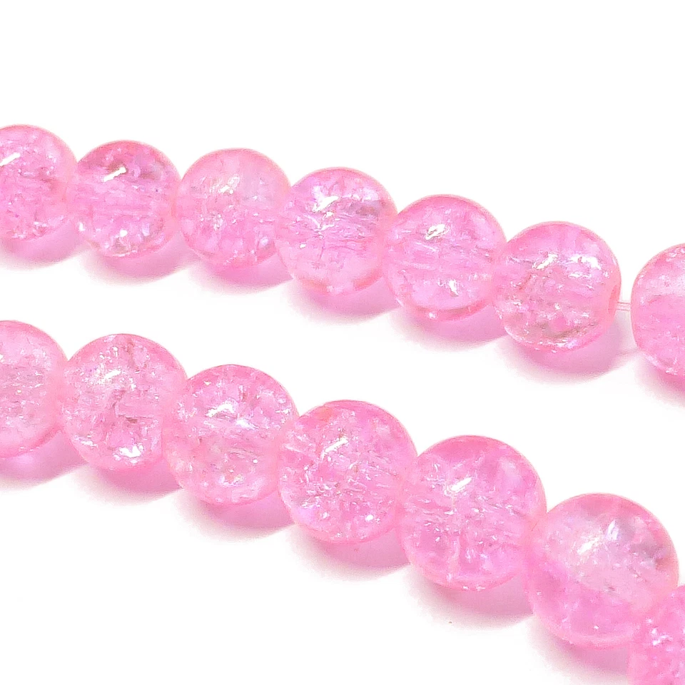 Glasperlen Crackle rund 8 mm rosa ca. 105 Perlen Spacer nenad-design - Bild 2 von 4
