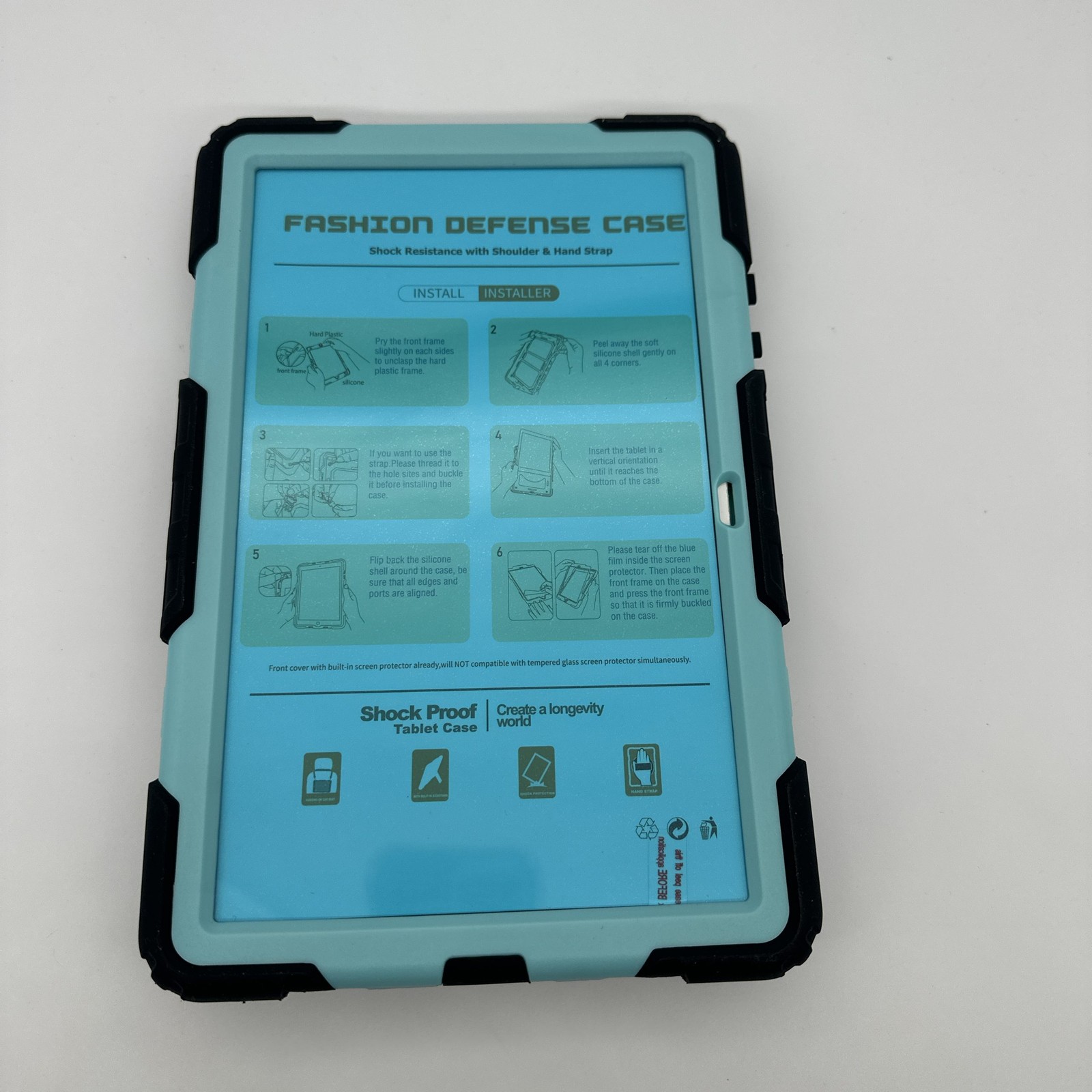 SEYMAC Tablet Case Sky Blue Shockproof Y5 SD Galaxy A7 T500 With Strap image 2