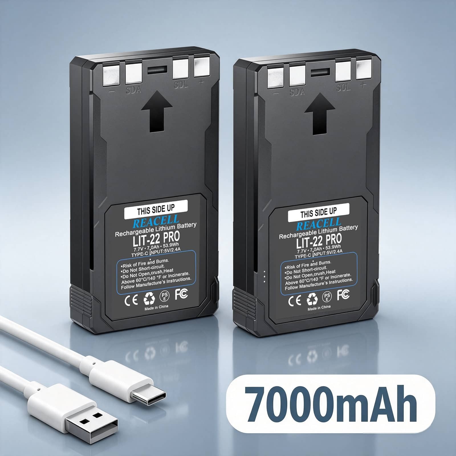 2Pack 7000mAh LIT-22 Battery for SPYPOINT Cellular Trail Camera Flex-M FLEX-DARK