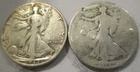 Walking Liberty Silver Half Dollars, 50c, Lot of 2, 90% Silver-LOT F