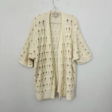 Ethereal By Paper Crane Beige Crochet Open Front Cardigan Women’s Size S