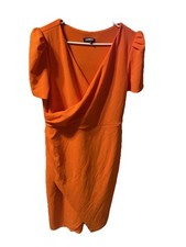 Women’s Size Large Express Orange Zipper Wrap, Front Below The Knee Dress