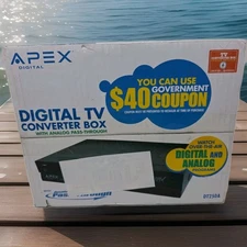 Apex DT250 Digital TV Converter Box with Analog Pass Through NEW 