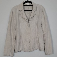 Coldwater Creek 100 Linen Blazer Size 6/S Cream Beige Button Up Womens Business