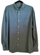 Orvis Men s XL Long Sleeve Active Fit Blue Checkered Plaid Button Down Shirt EUC