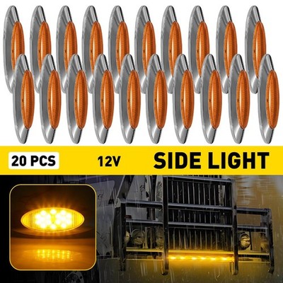 20X LED Side Marker Lights Amber 6.5 Inch Oval 16LED For Trailer Camper RV EOOK