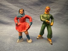 Antique Pair of Barclay MANOIL Ice Skaters 1930-40's Lead Figurines Vintage