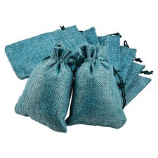 30pcs Burlap Packing Pouches Drawstring Bags Medium Sea Green 14x10cm