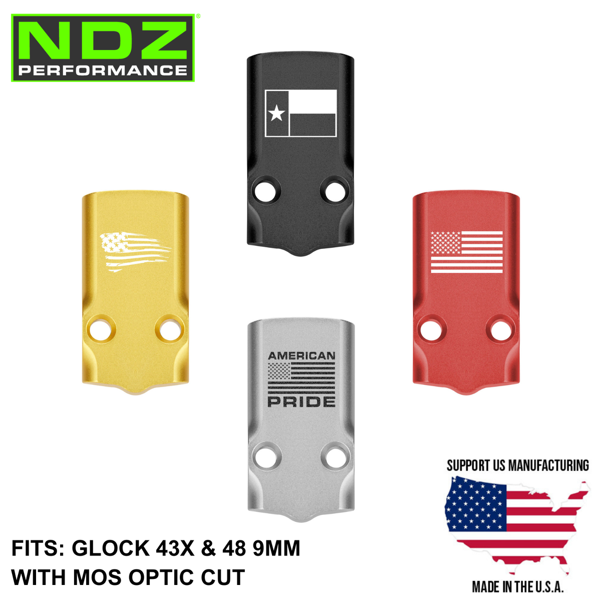 NDZ MOS Slimline Glock 43X 48 Optic Slide Cover Plate Aluminum