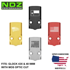 NDZ MOS Slimline Glock 43X 48 Optic Slide Cover Plate Aluminum U.S. Flags