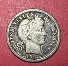 1913 US Barber SILVER Dime VF Details! Old US Coin!