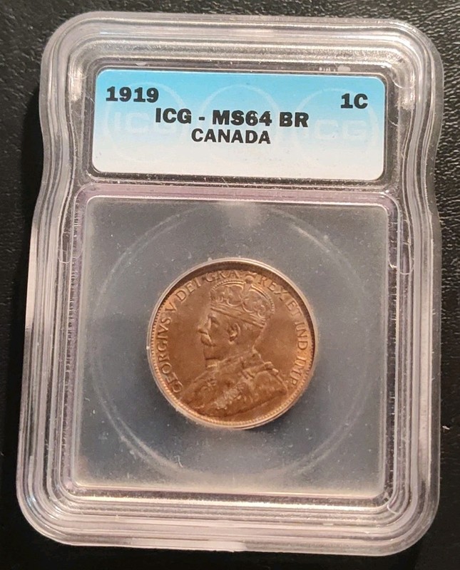 1919 Canada Large Cent, ICG MS 64 Brown.