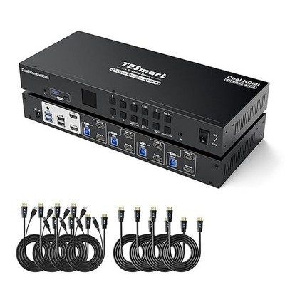 TESmart HDMI KVM Switch 4 Computer 2 Monitore USB 3.0, Dual 4K@60Hz HDMI 2.0