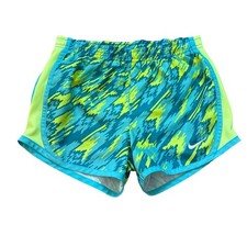 Nike Running Shorts Kids Teal Neon Yellow Abstract Geometric Dri-FIT SIZE 6