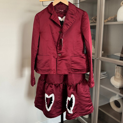 Comme Des Garcons Girl Skirt Jacket Set Outfit Satin Heart Cut Out