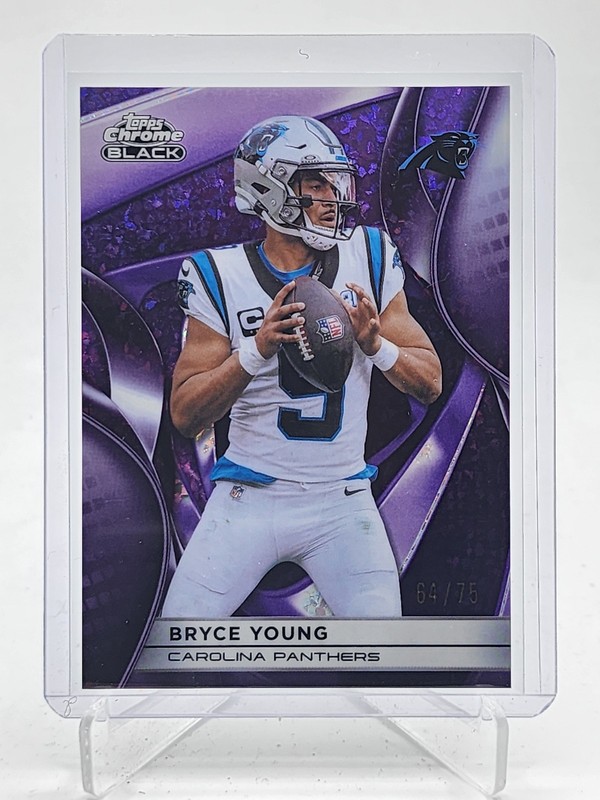BRYCE YOUNG 2025 TOPPS CHROME BLACK PURPLE MINI DIAMOND /75 #17 PANTHERS Q7485