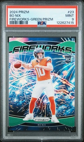 2024 PANINI PRIZM FIREWORKS GREEN PRIZM #23 BO NIX PSA 9