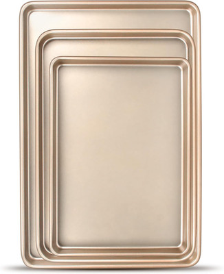 Baking Sheet Pan Set of 3, Commercial Cookie Sheets for Baking, Nonstick Half/Qu
