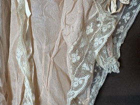 Antique Vintage 1920s Valenciennes Lace Blush Peach Silk Chiffon Boudoir Jacket