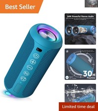 Portable Bluetooth Speaker with 24W Stereo Sound, RGB Lights  30H Playtime