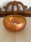 Vtg Marigold Carnival Glass Bowl Matching Flower Frog