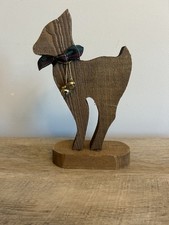 VTG Wooden Reindeer Free Standing Holiday Christmas Decor Handmade Bell Bow 10  