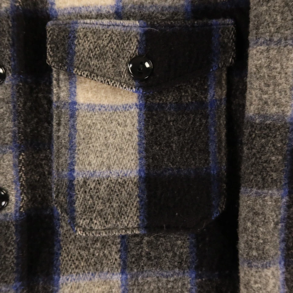 VTG LL Bean Jacket Mens M Blue Black Check Wool Shirt Jacket 50s 1950s - Image 4 of 4