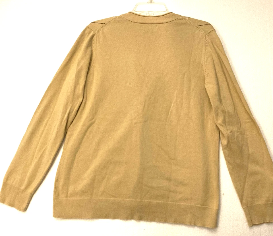 Cárdigan suéter para mujer Van Heusen talla grande tostado argyle cuello en V preppy Foto 4 de 4