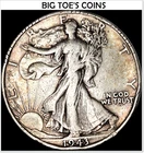 1943 RARE WALKING LIBERTY HALF DOLLAR, BEAUTIFUL COIN, 90% SILVER, FAST SHIPPING
