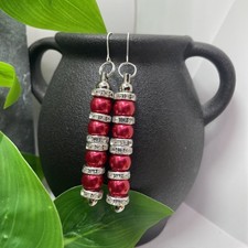 3 Silver-tone Acrylic Beaded Boho Drop Dangle Earring Set New Free Ship C152