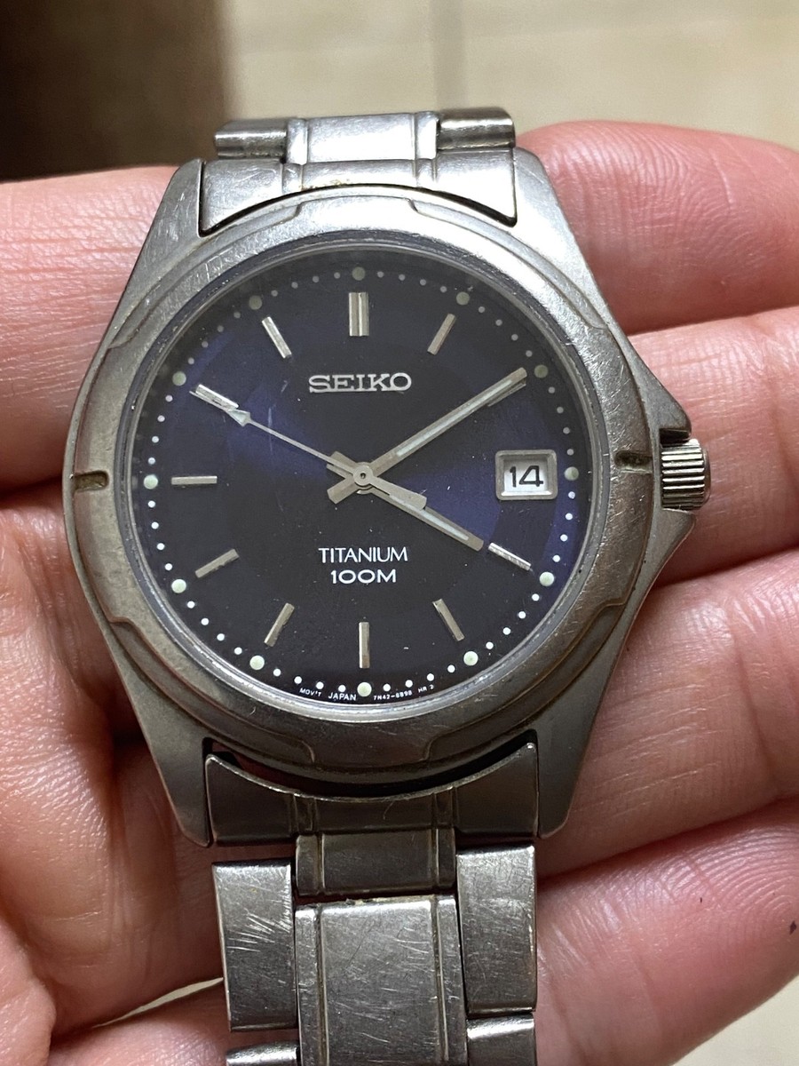 Seiko Titanium 100M Sapphire Crystal Quartz Men's Watch 7N42